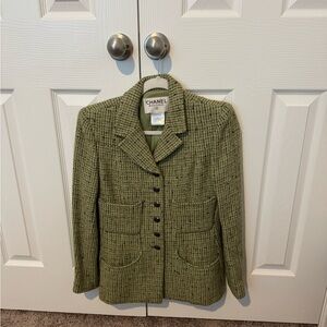 Chanel Green Tweed Blazer